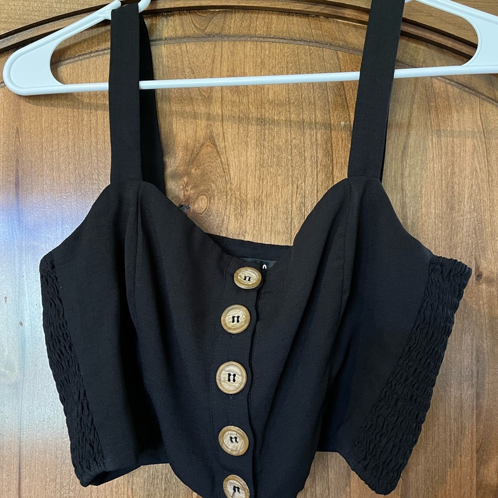 Lulus black crop tank and skirt set